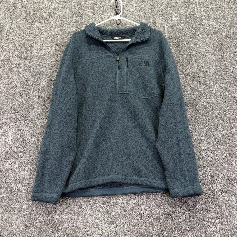 The North Face Sweater Mens Large Blue Fleece 1/4 Zip Pullover Outdoor Hiking